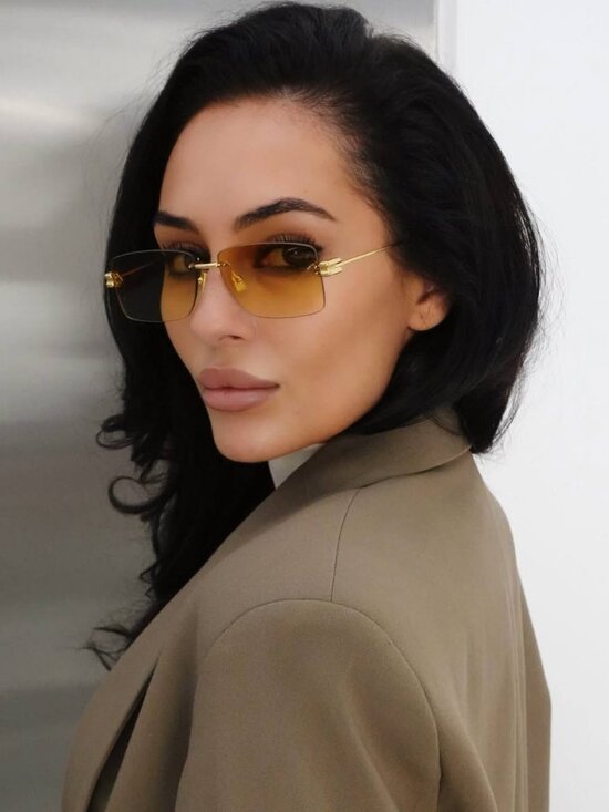 Bottega Veneta BV1126S 006 Rectangle Sunglasses - Gold\\Yellow main image 8